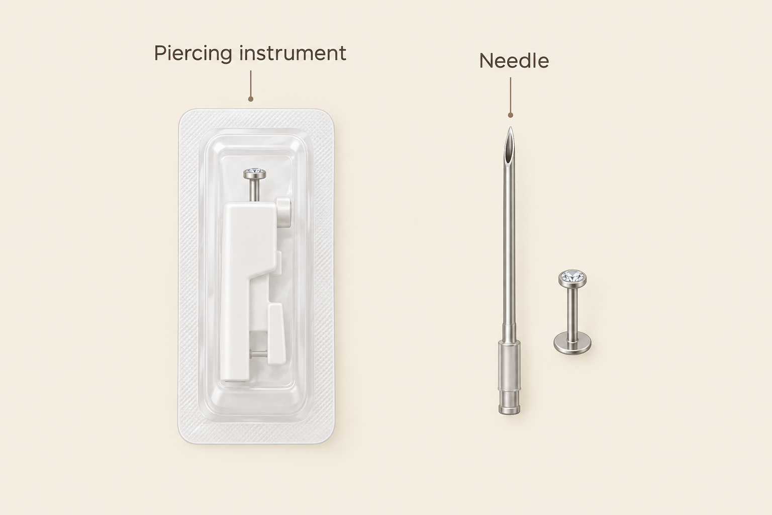 Comparison of a single-use ear piercing cartridge and a sterile piercing needle